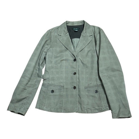Jackets & Blazers - Eddie Bauer Blazer Jacket Womens 10 Green Stretch Button Cotton Casual Workwear